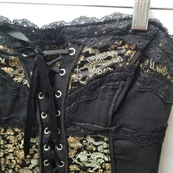 Tripp NYC Daang Goodman Rare Lace Up Corset Top Lace Black Floral S - Picture 10 of 12